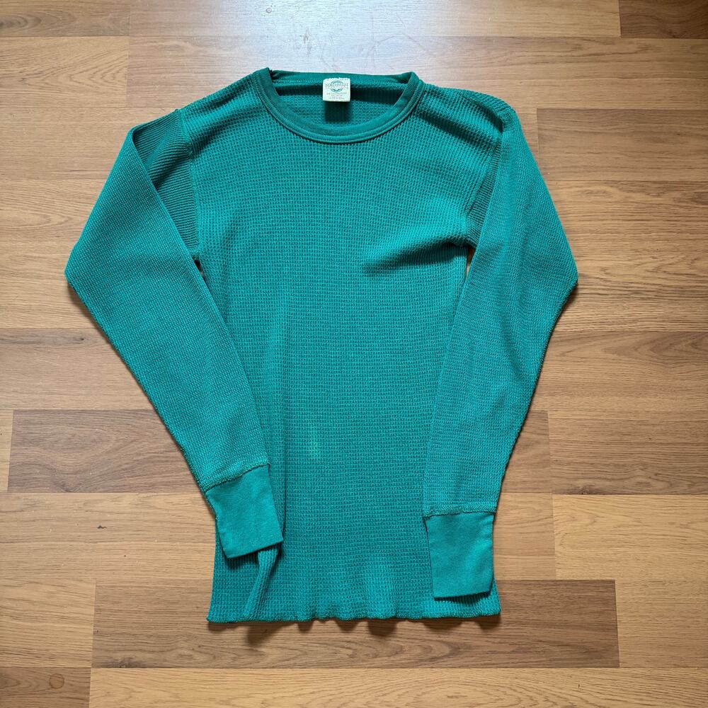 Vintage 90's Northwest Territory Green Waffle Knit Thermal Long Sleeve Shirt L